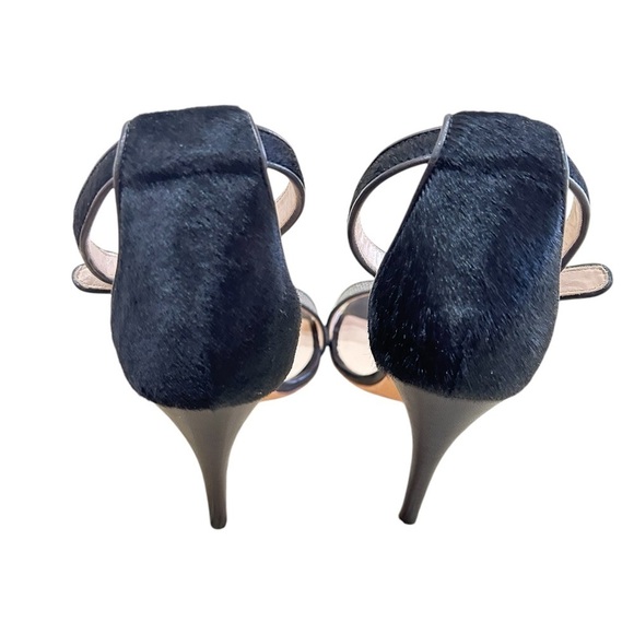 Club Monaco Casey Black sandal 4.5 inch Heels calf fur & leather Italy EU 40.5 - Picture 6 of 9